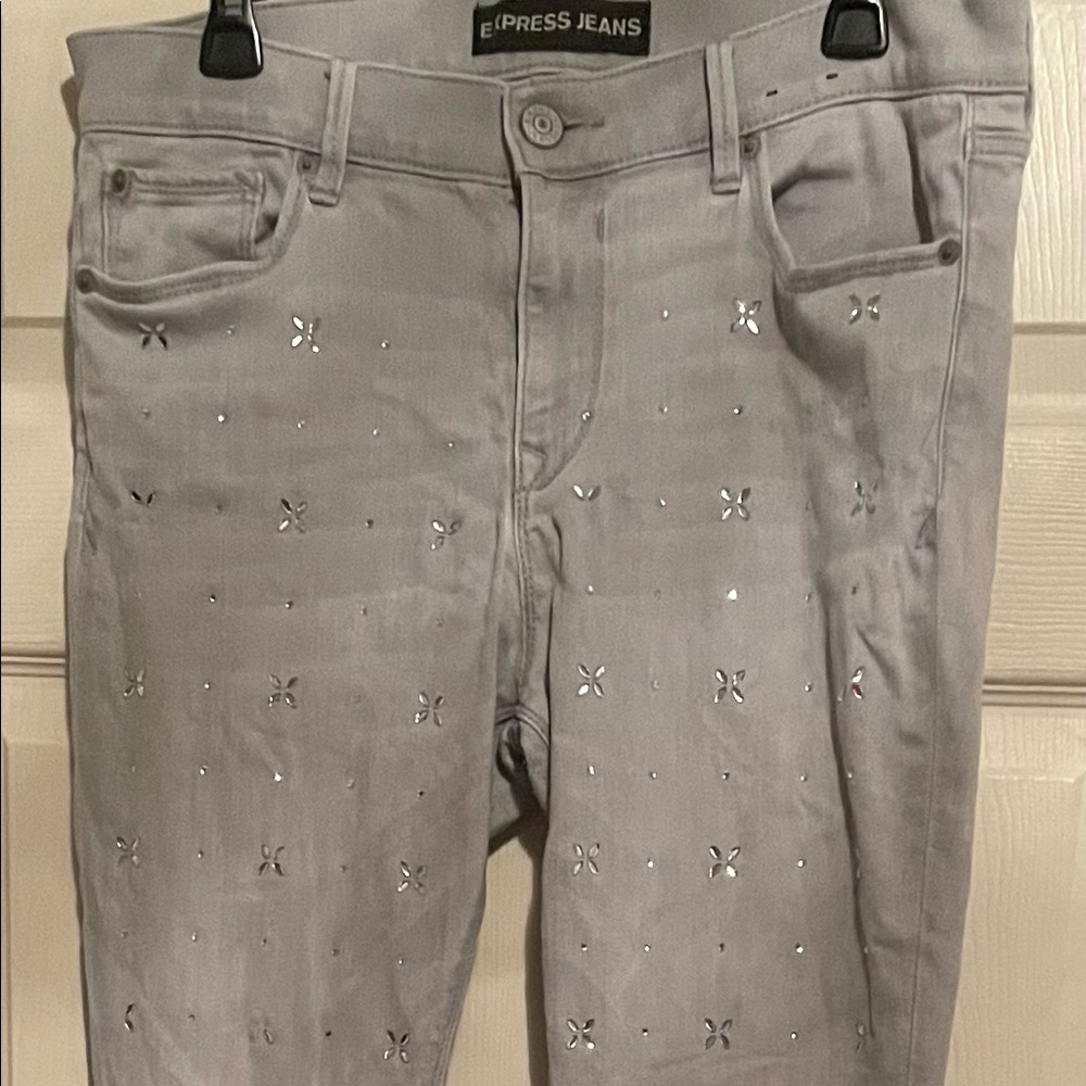 Express Rhinestone Jean leggings inseam 30”